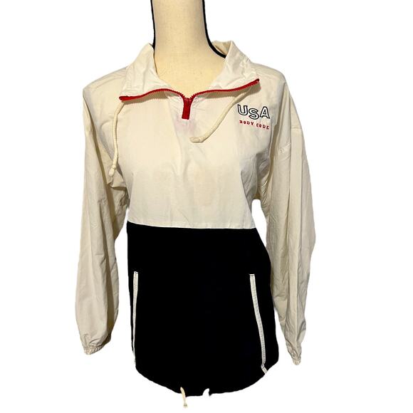 BODY CODE Streetgear VINTAGE Est.1989 White Blue 1/4 Zip MADE IN USA Windbreaker - Picture 2 of 3